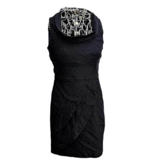 TeezeMe black midi dress with belt - Picture 1 of 6